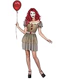 Vegaoo Gruseliges Horror-Clown-Kostüm für Damen Gold-grau - M