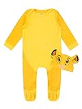 Disney Baby Jungen Lion King Schlafstrampler und Mütze Set Simba Gelb 56-68