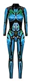 FEOYA Halloween Kostüm Damen Skelett Cosplay Catsuit Overall Bodysuit Knochen Anzug Karneval XL...