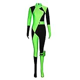Funhoo Damen Shego Cosplay Kostüm Bodysuit Jumpsuit mit Handschuhen Beinbeutel Grün und Schwarz...