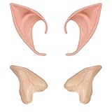 SUNRIZ Elfenohren Set, 2 Paar Latex Spitzohren Ohren Fantasy Elf Ohren für Halloween Cosplay...