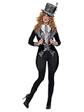 Halloween! Smiffys Deluxe Dunkle-Hutmacherin-Kostüm, Schwarz, mit Jacke, Weste, Fliege und Hut