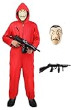 Unisex Jumpsuit Set für Haus des Geldes Kostüm Erwachsene mit Maske für Dali Salvador, PVC...