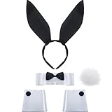 SATINIOR Damen Hasen Kostüm Set Kaninchenohr Stirnband Kragen Fliege Kostüm Manschetten Kaninchen...