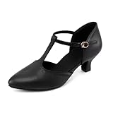 Asyusyu Tanzschuhe Damen T Bar Latein Tanzschuhe Damen Schwarz mit 6cm Absatz-41 EU