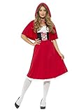 Smiffys Rotkäppchen-Kostüm, Rot, mit langem Kleid und Kapuze