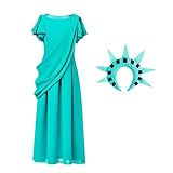 Pisamhid Lady Liberty Kleid Kostüm,Amerikanische Freiheitsstatue COS Kleidung | Kostüm...