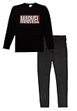 Marvel Schlafanzug für Männer Pyjama Set Langarm Oberteil mit Hose Schwarz/Grau (as3, Alpha, m,...