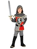 Vegaoo - Ritter-Jungenkostüm schwarz-grau-rot - 122/134 (7-9 Jahre)