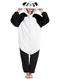 Tiere Kostüm Fasching Onesie Damen Panda Kostüm Einteiliger Schlafanzug Lang Pyjama Winter...
