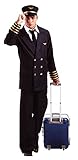 Foxxeo Pilotenkostüm für Herren mit Hut - Piloten Uniform mit Mütze für Karneval Fasching...