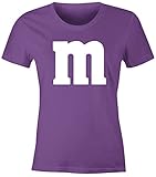 MoonWorks® Damen T-Shirt Gruppen-Kostüm M Aufdruck Kostüm Fasching Karneval Verkleidung lila M