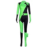 Formemory Shego Kostüm Damen Kinder Jumpsuit mit Beinbeutel Grün Schwarz Frauen Outfit für...