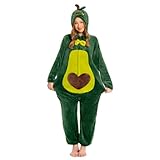 OLAOLA Onesies für Erwachsene Unisex Neuheit Pyjamas Avocado Kostüm für Halloween Soft Comfy...