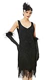 BABEYOND 1920s Kleid Damen Flapper Kleid ohne Ärmel V Ausschnitt Knielang Charleston Kleid Gatsby...