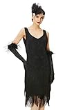 BABEYOND 1920s Kleid Damen Flapper Kleid ohne Ärmel V Ausschnitt Knielang Charleston Kleid Gatsby...