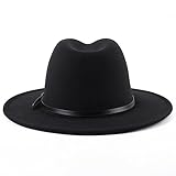 ericotry Klassischer Fedora-Hut mit Gürtelschnalle, breiter Krempe, Kirchenhut, Derby-Kappe,...
