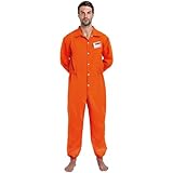 Spooktacular Creations Herren Gefangener Kostüm, Insasse Jailbird Sträfling Orange Overall mit...