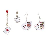 XHBTS 2 Paar Asymmetrie Lustige Ohrringe für Frauen Poker Shaped Ohrstecker Schöne Ohrschmuck...