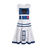 Ruikajia Damen R2-D2 Droid Racerback R2d2 Kostüm Halloween Cosplay Kleid, Weiss/opulenter Garten,...