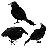 3 Stück Halloween Krähen Künstliche Gefiederte Krähen Realistische Raben Vögel Dekorationen...