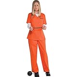 (PKT) (845522-55) Adult Ladies Orange Inmate Costume (UK 12-14)
