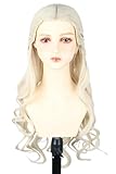LeMarnia Damen Platin Lange lockige Perücke Halloween Party Rollenspiel Kostüm Perücke