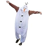 Timesun Kostüm Olaf Einteiler Snowman Schneemann Onesie Jumpsuit Tier Relax Kostuem Damen Herren...