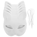 MAGICLULU 5 Stück Weiße Katzenmaske Kunstmasken DIY Leere Halloween- Papiermaske Einfache Masken...
