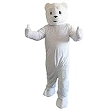 MatGui Weißer Eisbär-Maskottchen, Kostüm, für Erwachsene, echtes Bild, Weiss/opulenter Garten, L