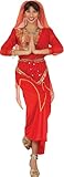 Fiestas Guirca Rot goldenes Bauchtanz Kostüm Damen – Bollywood Star Kostüm Fastnacht - Größe L...