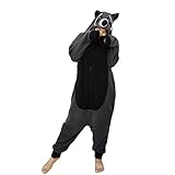 Guturris Unisex Tier Kostüm für Erwachsene Waschbär Cosplay Kostüm Halloween Pyjamas Grau M