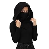 SIC HOODS Assassins Hood Face Mask Balaclava Adaptable Hoodie Casual Cosplay (Schwarz)