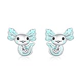 Axolotl Ohrring 925 Sterling Silber Süße Tier Ohrringe Hypoallergen Blau Axolotl Ohrstecker...