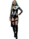 WEITING Heiliges Kostüm Sexy Nonne Halloween-Kostüm-Schwarz-L