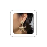 Dervivea Boho Große Seesterne Ohrringe Gold Muschel Ohrstecker Metall Seestern Ohrringe Gehämmert...