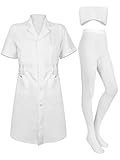 Hercicy 3-teiliges Set, weiß, kurzärmelig, professionell, medizinisch, für Krankenschwestern,...
