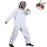 Moontay Baumwoll-Ganzkörper-Kleidung Imkeranzug Schutzanzug Overall Schutzkleidung mit Schleier...