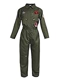 CoolChange Fliegerkombi für Top Gun Fans | Kampfpiloten Overall Kostüm | Olivegrün | Größe: L