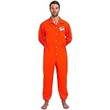 Spooktacular Creations Herren Gefangener Kostüm, Insasse Jailbird Sträfling Orange Overall mit...