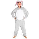 Looney Tunes Jumpsuit Herren - Onesie Herren Größen M-2XL - Kuschelige Kapuzen-Fleece-Einteiler...
