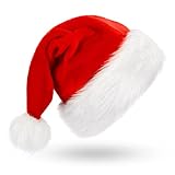 BOSONER Weihnachtsmütze Nikolausmütze Plüsche Weihnachtsmann Mütze: Rote Santa Mütze Warm...