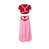 DUNHAO COS Damen I Dream of Jeannie Cosplay Jeannie Rot Anzug Kostüm (XL)