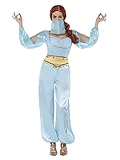 Smiffys Kostüm Arabische Prinzessin, Hellblau, Oberteil, Hose & Gesichtsmaske