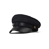 VASANA Schwarz Chauffeur Hut Klassische Vintage Newsboy Cap Peaked Beret Cap Taxi Fahrer Kostüme...