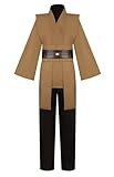Gothden Jedi Tunika Kostüm Kapuzenmantel Ritter Fancy Full Set Halloween Cosplay für Erwachsene...