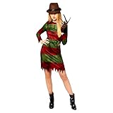 Amscan - Erwachsenenkostüm Freddy Krüger, Kleid, Hut, Handschuh, Serienmörder, Killer, Halloween