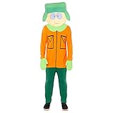 Amscan - Erwachsenenkostüm Kyle aus South Park, Fleece-Jumpsuit mit angenähten Fäustlingen,...
