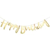 Fingertoys Happy Birthday Banner Gold,5 Meter Glitter/Metallic Happy Birthday Girlande zum...