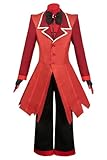 MOYGOR Alastor Cosplay Kostüm Hazbin Hotel Kostüm Unisex Erwachsene Rot Uniform Set mit Mantel...